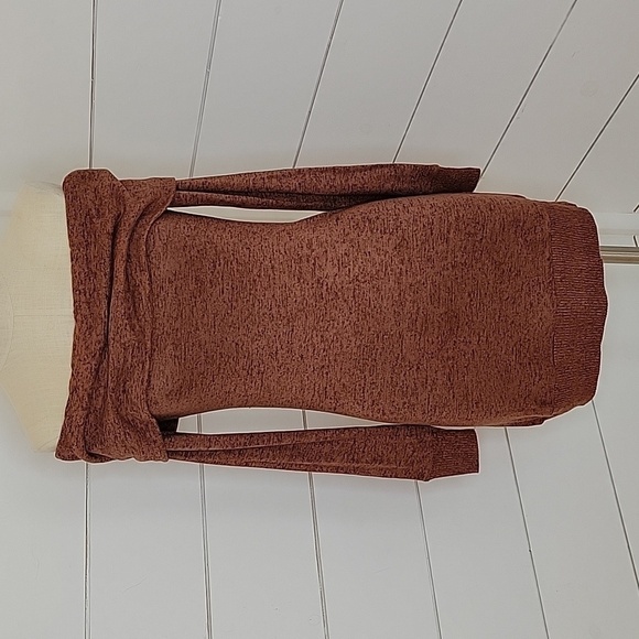 Y2K DEREK HEART small brown black heathered off shoulder midi bodycon dress - Picture 1 of 4
